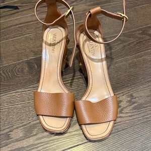 Valentino Tan Leather Ankle-Strap Heels
